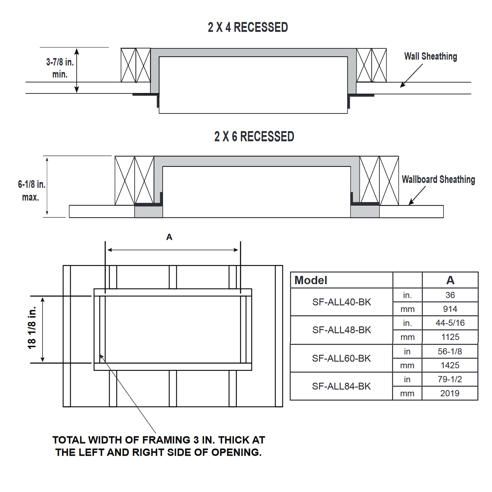 SimpliFire Allusion 48 Inch Wall Mounted Electric Fireplace – SF-ALL48-BK - Image 5